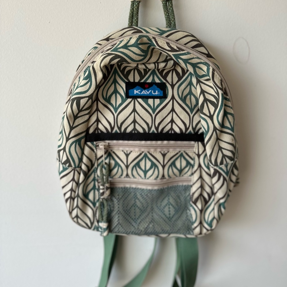 Kavu Mini Backpack - Forest Deco in Green & Cream